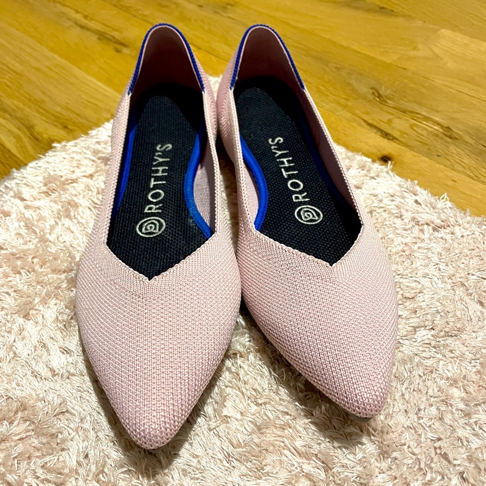 EUC Rothy’s Ballet Pink Point Flats Sz 7